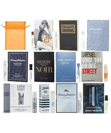 11 Designer Cologne Samples Vials For Men with Organza Bag 11 Count (Pack of 1)