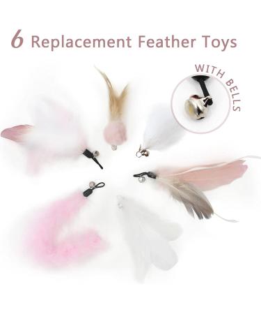 Interactive Cat Toys Set - Songway Retractable Feather Stick with 6 Replacement Springs & Bells - Spring Angel Cat Toy - Perfect for Playtime - Pink - Buy Online on GoSupps.com