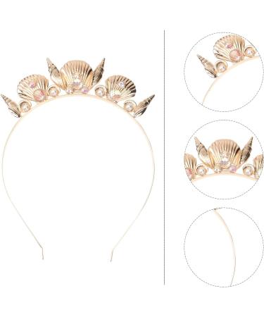 FRCOLOR Seashell Crown Headband Pearl Conch Hair Hoop Mermaid Crown Gold Tiara Seashell Hair Accessories for Women Girls Wedding Beach Party - Buy Online on GoSupps.com