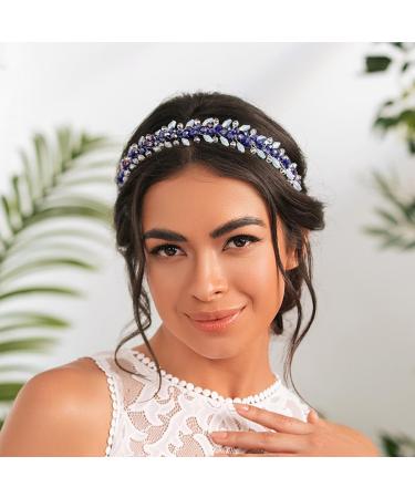 IYOU Bridal Wedding Headbands Royal Blue Crystal Hair Bands Sparkly Rhinesotne Guest Birde Bridesmaid Hair Accessories for Women and Girls - Buy Online on GoSupps.com