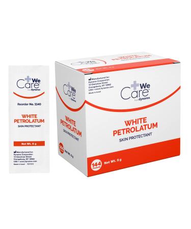 Dynarex White Petrolatum Petroleum Jelly Ointment to Help Prevent and Treat Skin Irritation Diaper Rash and Dryness White 144 Individual 5 Gram Foil Packs Dynarex White Petrolatum