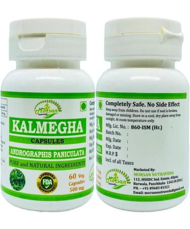 Natural and Pure Herbal Kalmegha (Andrographis Paniculata) Extract Capsules | Highest Potency 100% Natural Product | Pack of 60 x 500 mg. Veg. Capsules (Pack of 2) - Buy Online on GoSupps.com