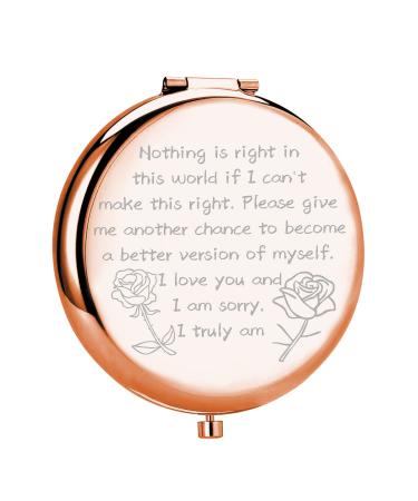 UJIMS Apology Gift Sorry Compact Travel Makeup Mirror for Women I Love You and I Am Sorry for Him Her Forgive Me Gift (SorryCompactMirror)