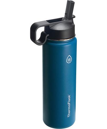 Thermoflask Double Stainless Steel Insulated Water Bottle 24oz - Cobalt with Two Lids - Buy Online on GoSupps.com