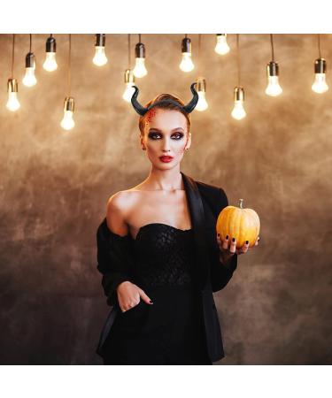 Lurrose Black Devil Horn Headband Demon Horns Headband Black Horn Headpiece Black Horns Accessory Halloween Costume for Party Halloween Cosplay - Buy Online on GoSupps.com