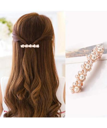 2 Count Pearl Hair Clips for Women and Girls - Fashion Snap Barrettes for Party, Wedding, Daily Wear - Buy Online on GoSupps.com