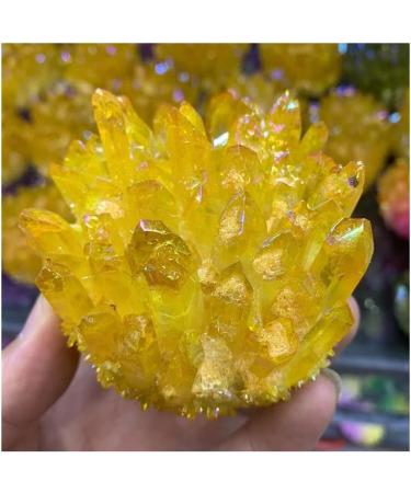 Natural Crystal Cluster Electroplated Yellow Crystal Cluster Reiki Stone Crystal Tip House Decorative Specimens Cr Full of Texture 1pc Yellow - Buy Online on GoSupps.com