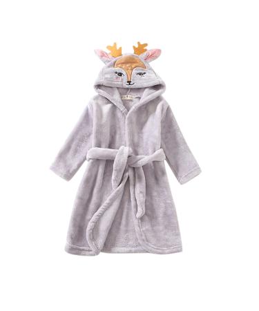Uiflqxx baby bathrobe 3D animal-baby morning coat super soft flanel hooded bath towels animal baby bathrobe nightwear baby gifts personalized 7-8 years gray