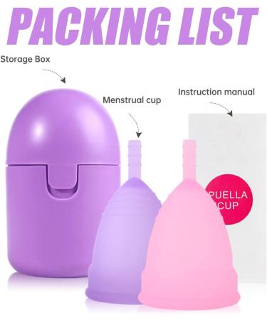 PATILWON Menstrual Cups 2 Pack Period Cup with Micro-Wave Oven Box Holder Purple&pink Small - Buy Online on GoSupps.com
