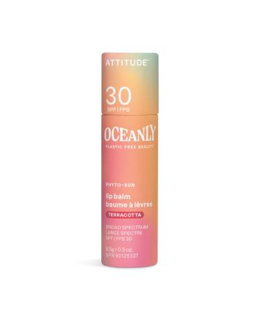ATTITUDE Oceanly Tinted Lip Balm with SPF 30 EWG Verified Plastic-Free Broad Spectrum UVA/UVB Protection with Zinc Oxide Vegan Unscented Terracotta 0.3 Ounce