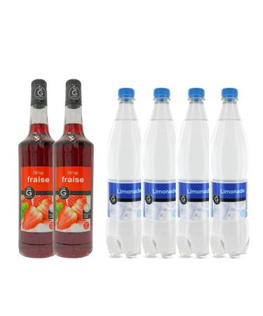 Rioba Syrup & Lemonade Pack: Rioba Strawberry Syrup (2x1L)- Rioba Lemonade (4x1L)
