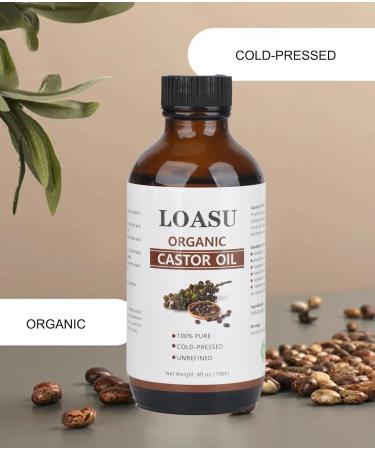 100% Pure Organic Castor Oil - Cold Pressed Hexane Free Hair & Body Oil (4fl.oz) | Detox Nourish Skin & Eyelashes - Buy Online on GoSupps.com