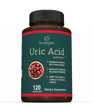 Sunergetic Premium Uric Acid Support Supplement Uric Acid Cleanse & Kidney Support Includes Tart Cherry Chanca Piedra Celery Extract & Turmeric - 120 Capsules 120 Count (Pack of 1) - Buy Online on GoSupps.com