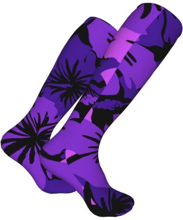 Lila Hawaiian Flower Compression Socks for Men & Women | 15-20 mmHg Circulation Support for Running & Cycling - Buy Online on GoSupps.com