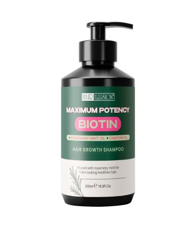 Hair Illusion Maximum Potency Biotin Hair Growth Shampoo| Infused with Rosemary & Castor Oil for Hair Loss and Thinning hair. Natural Shampoo Sulfate Free