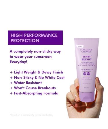 Conscious Chemist Hybrid Lightweight Gel Sunscreen SPF 50 | Water Resistant Niacinamide & Berry Extract | Non-Greasy No White Cast | All Skin Types | Cruelty Free | 50g - Buy Online on GoSupps.com