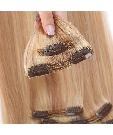 Real Hair Clip-In Extensions - 8pcs Thick Double Dilter 18 Clips | 30cm 115g #18/613 Light Ash Blonde/White Blonde - Buy Online on GoSupps.com