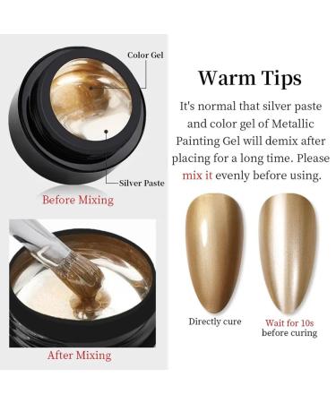 8ml Golden Metallic Gel Polish - 3D Mirror Effect Nail Art - Flower & Lines Drawing - International Shipping Available - Buy Online on GoSupps.com