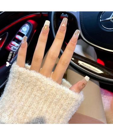24Pcs/Set Press On Nails Long Love Pattern Diamond Sparkling Powder False Nails Acrylic Fake Nails Full Cover Nails Tips Artificial Finger Manicure Press on nails for Women and Girls - Buy Online on GoSupps.com