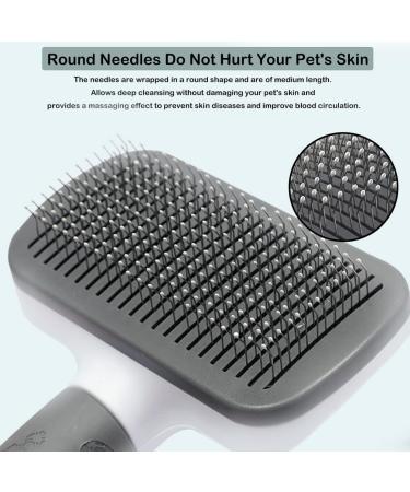 Pet Grooming Brush for Dogs and Cats | Shedding and Tangled Hair Removal Tool with Cleaning Button and Massage Feature | Long and Short Hair | Grey Color - Buy Online on GoSupps.com