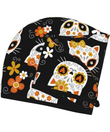 Hair Towel Wrap with Button - Fast Drying Towel Turban for Quick Hair Drying (Cat Skulls & Flowers) - Best Hair Drying Solution - Buy Online on GoSupps.com