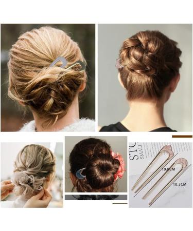 6 Pieces Metal U Shaped Hairpins French Hair Pin Hair Chignon Pins Metal Hair Pin Fork Sticks 2 Prong Bun Hairstyle Accessories for Women (metal) - Buy Online on GoSupps.com