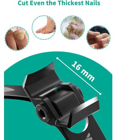 VANWIN Nail Clippers 16mm Wide Jaw Opening Toenail Clippers for Thick Toenails with Curved Blade Fingernail Clipper Nail Cutter with Nail File Heavy Duty Toe Nail Clippers for Seniors Men Women Black - Buy Online on GoSupps.com