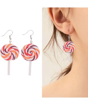 CALLARON 8 Pcs Polymer Clay Earrings Large Dangle Earrings for Women Creative Earrings Silver Hoop Earrings for Women Chunky Women Earrings Lollipops European and American Cane 3X5.3CMx2pcs Assorted Color 2x2pcs - Buy Online on GoSupps.com