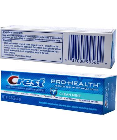 Crest Pro-Health Clean Mint Toothpaste Travel Size 0.85 oz - Pack of 8 | International Shipping Available - Buy Online on GoSupps.com
