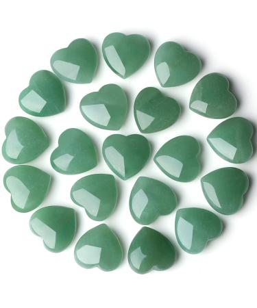 XIANNVXI 20 Pcs Green Aventurine Crystal Heart Stones Natural Aventurine Crystal Green Crystals Healing Gemstones Reiki Palm Stones for Meditation Energy Balancing Green Dongling