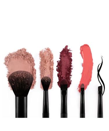 Buy Luvia Travel Make-Up Brush Set - 5 Vegan Cosmetic Brushes with Storage | Black/Espresso - Buy Online on GoSupps.com