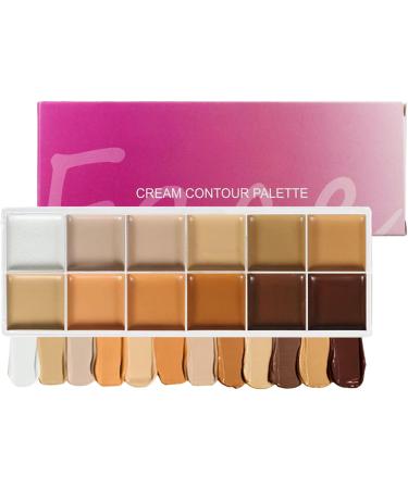 Foundation Palette | 12-Color Cream Contour Palette | Complexion & Dark Circle Concealer for Mature Women for Travel Weddings Evenings Office Dates - Buy Online on GoSupps.com