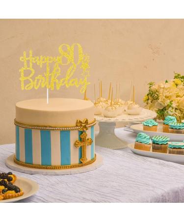 Tenhaisi Glittery Gold Happy 80th Birthday Cake Topper Cheers to 80 Fabulous Party Decoration 80th Birthday Decorations Adults Anniversary Birthday Party Decoration - Buy Online on GoSupps.com