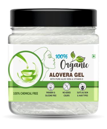 100% Organic Alovera Gel with Pure Aloe Vera & Vitamin E Chemical Free Paraben & Silicone Free Suits All Skin & Hair Types