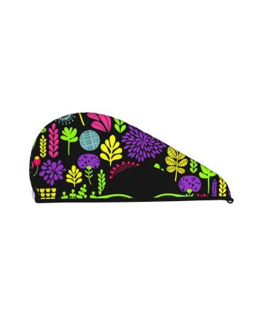 Black Head Woman with Spring Hair Microfiber Hair Towel Soft Super Absorbent Hair Towel Wrap for Women Coral Velvet Quick Dry Hair Cap for Long Curly and Thick Hair
