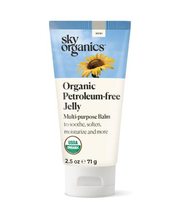 Sky Organics Organic Petroleum-free Jelly Multi-Purpose Skin Care Balm with Organic Shea Butter Coconut Oil Olive Oil & Vitamin E Moisturizing Lip Balm & Moisturizer for Dry Skin 2.5 Oz (2 Pack)