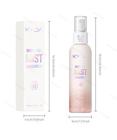 KYDA Sheer Body Sunscreen Mist SPF 45 Radiant Glow Sunscreen Spray Infused with Shimmer Body Oil Ultra-fine Glowing Mist Quick Drying Lightweight Hydrating Spray ROSE 4.06 fl oz - Buy Online on GoSupps.com