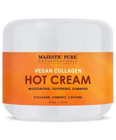 MAJESTIC PURE Hot Cream - With Caffeine, Vegan Collagen & Turmeric - Massaging, Relaxing, Skin Tightening, Firming, & Slimming Cream - Cellulite Cream for Thighs, Legs, Joint and Muscle Pain - 4 oz - Buy Online on GoSupps.com
