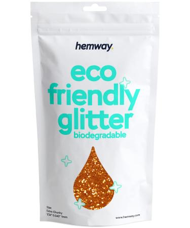 Hemway eco Friendly Biodegable Glitter 100g / 3.5 ounces Bio Cosmetic Safe Sparkle vegan for the face eyeshadow body hair nail and festival make -up craft - 1/24 "0.04" 1mm - copper