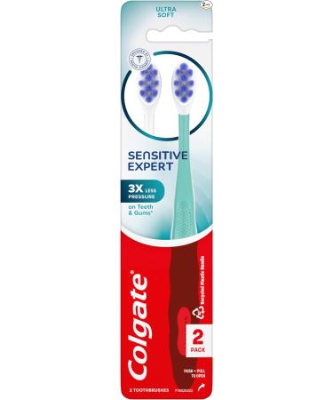 Colgate Sensitive Expert Ultra Soft Sensitive Toothbrush Pack, Extra Soft Toothbrush for Sensitive Gums and Teeth, Gently Cleans Teeth and Gums, 2 Pack - Buy Online on GoSupps.com