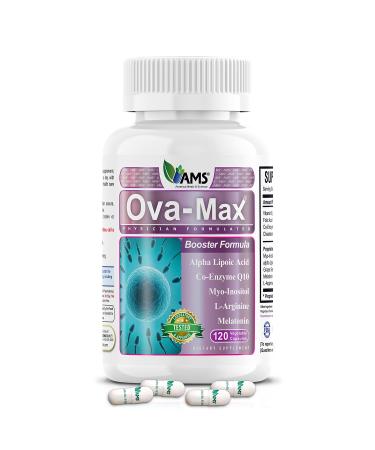 America Medic & Science OVA-Max Prenatal Vitamins for Women (120 Capsules) Boosts Fertility and Ovulation | Pregnancy Aid and Female Preconception Supplements with CoQ10 Folic Acid and Myo-Inositol 120 Count (Pack of 1)
