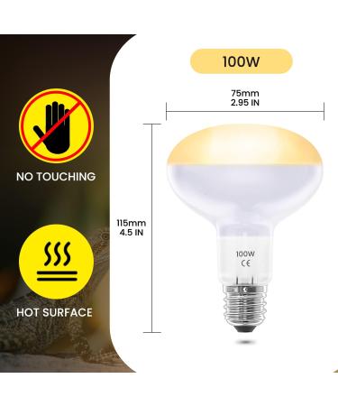 Luxvista 2Pack 100W Reptile Heat Lamp Bulb E27 Basking Bulb Warm White Light Heat Bulb Dimmable Heat Lamp for Puppies/Reptiles/Lizards/Tortoise/Chicks/Amphibian/Bearded Dragon 2700k Warm White 2pack E27 Heat Bulb - Buy Online on GoSupps.com