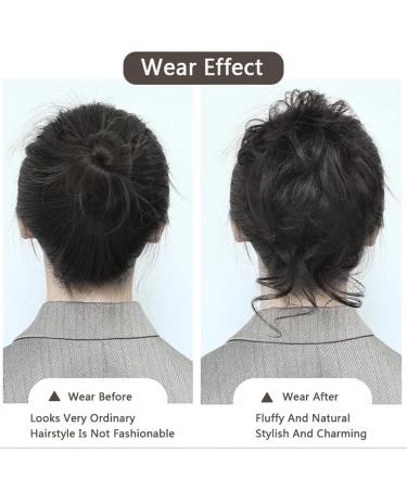 RPAEOY Dark Brown Hair Parts with Rubber Band - 2 Piece Curly Ponytail Extensions & Messy Bun Ties for Women & Girls - Buy Online on GoSupps.com