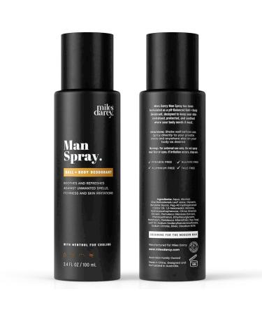 Man Spray - Ball Spray for Men- 100% Natural Mens Body Spray - Our Deodorant for Men is Protecting Refreshing & Fights Against Odors Chafing Itchiness Skin Irritations Fresh 3.4 Fl Oz (Pack of 1) - Buy Online on GoSupps.com