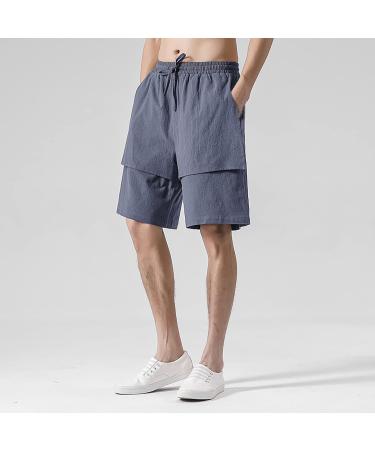 CEWIFO Men's Wide Leg Pants - Light & Loose 3/4 Yoga Shorts Casual Beach & Hiking Wear Elastic Waist Cotton A2-Gray Size 5XL - Buy Online on GoSupps.com