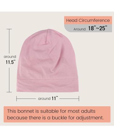 iCooBreeze Mulberry Silk Lined Sleep Cap Bonnet - Pink | Adjustable Strap for Curly Hair | Women and Men - Buy Online on GoSupps.com