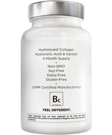 Amen Biotin Collagen Vitamins+ - 10,000mcg Hair Skin Nail & Immunity Support - 3 Month Supply - 90 Capsules - Buy Online on GoSupps.com