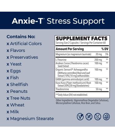 LifeSeasons Anxie-T with Mood Stabili-T - Supports Mood & Mental Focus - Feel Calm and Relaxed - Eases Tension & Nervousness - Ashwagandha Kava Kava GABA & L-Theanine - 180 Capsules - Buy Online on GoSupps.com