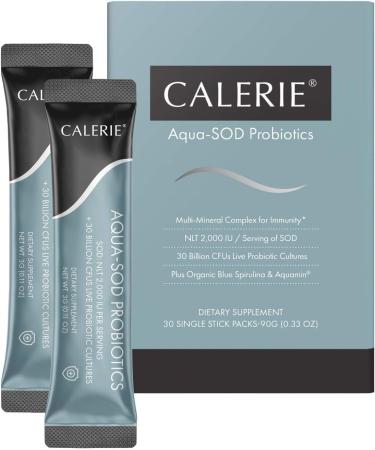 CALERIE Aqua-SOD Probiotics NLT 2 000IU Per Serving Multi-Mineral Complex for Immunity Health for Better Vitality Anti- Aging Plus Organic Blue Spirulina & Aquamin 30 Single Packs - Buy Online on GoSupps.com