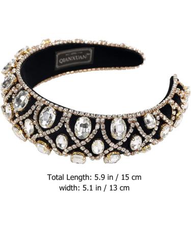 Lurrose Crystal Hair Hoop Baroque Headband Rhinestone Headband Padded Lining Wide Hair Hand Girl Headdress Wedding Costume for Women Kids (Golden) Rhinestone Baroque Headband - Buy Online on GoSupps.com